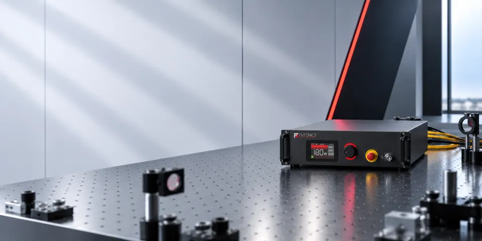 Futonics laser system on an optical table.
